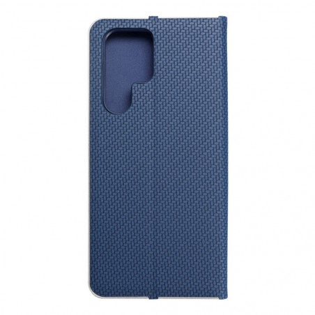 Samsung Galaxy S22 Ultra Book Handytaschen LUNA Book Carbon Kohlenstoff-Faser, Elegant  Blau 