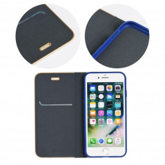 Apple iPhone 7 Book Handytaschen LUNA Book Gold Elegant  Navy blau 