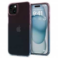 Apple iPhone 15 Hülle Spigen Liquid Crystal Kristallklar  Abstufung rosa 