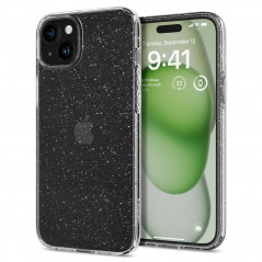 Apple iPhone 15 Plus Hülle Spigen Liquid Crystal Kristallklar  Glitzerkristall 