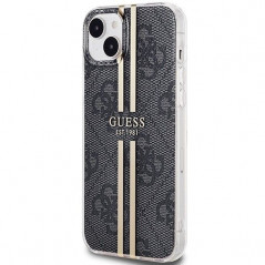 Apple iPhone 15 Plus Hülle Guess 4G Gold Stripe Elegant  Schwarz