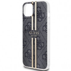 Apple iPhone 15 Plus Hülle Guess 4G Gold Stripe Elegant  Schwarz 