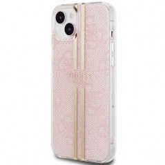 Apple iPhone 15 Plus Hülle Guess 4G Gold Stripe Elegant  Rosa