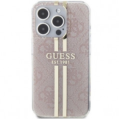 Apple iPhone 15 Pro Hülle Guess 4G Gold Stripe Elegant  Rosa 