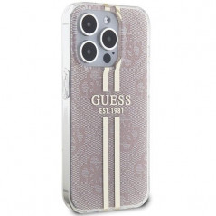 Apple iPhone 15 Pro Hülle Guess 4G Gold Stripe Elegant  Rosa 