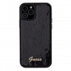 Apple iPhone 12 Hülle Guess Sequin Script Metal Elegant  Schwarz 