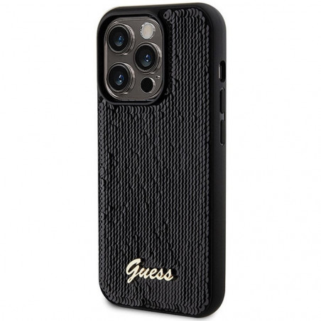 Apple iPhone 13 Pro Hülle Guess Sequin Script Metal Elegant  Schwarz 