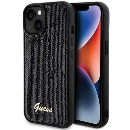 Apple iPhone 14 Hülle Guess Sequin Script Metal Elegant  Schwarz