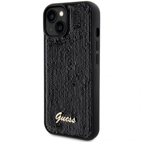 Apple iPhone 14 Hülle Guess Sequin Script Metal Elegant  Schwarz