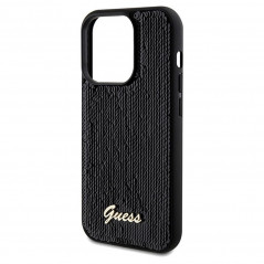 Apple iPhone 14 Pro Hülle Guess Sequin Script Metal Elegant  Schwarz 