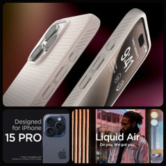 Apple iPhone 15 Pro Hülle Spigen  Liquid Air Natürliches Titan 