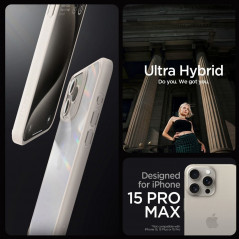 Apple iPhone 15 Pro Hülle Spigen Ultra Hybrid Kristallklar  Natürliches Titan 