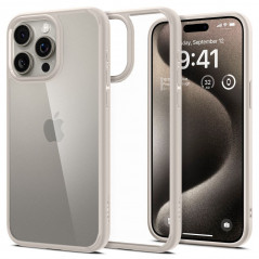 Apple iPhone 15 Pro Max Hülle Spigen Ultra Hybrid Kristallklar  Natürliches Titan