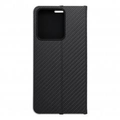 XIAOMI Redmi Note 13 4G Book Handytaschen LUNA Book Carbon Kohlenstoff-Faser, Elegant  Schwarz 