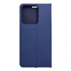 XIAOMI Redmi Note 13 4G Book Handytaschen LUNA Book Carbon Kohlenstoff-Faser, Elegant  Blau 