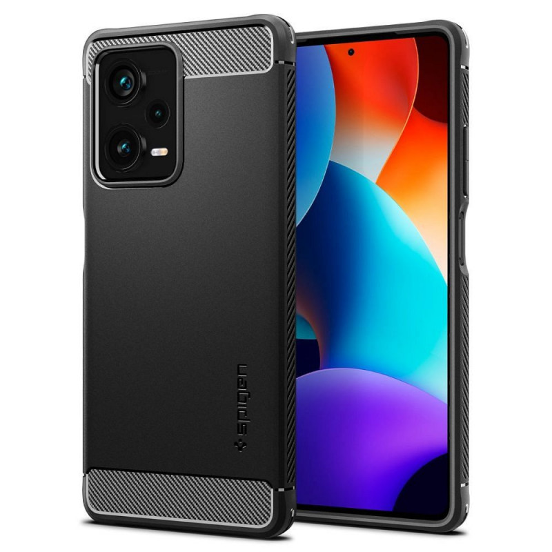 XIAOMI Redmi Note 12 Pro Plus 5G Hülle Spigen Rugged Armor Kohlenstoff-Faser, Elegant  Matt Schwarz 