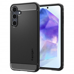 Samsung Galaxy A55 Hülle Spigen Rugged Armor Kohlenstoff-Faser, Elegant  Matt Schwarz 