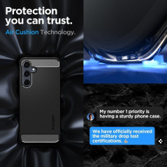 Samsung Galaxy A55 Hülle Spigen Rugged Armor Kohlenstoff-Faser, Elegant  Matt Schwarz