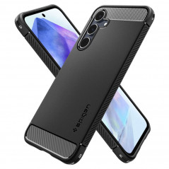 Samsung Galaxy A55 Hülle Spigen Rugged Armor Kohlenstoff-Faser, Elegant  Matt Schwarz 