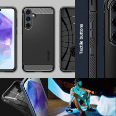 Samsung Galaxy A55 Hülle Spigen Armor Kohlenstoff-Faser, Elegant  Schwarz