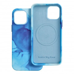 Apple iPhone 12 Pro Hülle Leather Mag Cover Elegant  MagSAFE  Blau Spritzer 