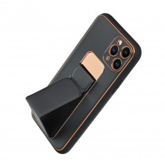 Apple iPhone 11 Hülle LEATHER Case Kickstand Schwarz 