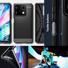 XIAOMI Redmi Note 13 5G Hülle Spigen Armor Kohlenstoff-Faser, Elegant  Schwarz