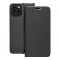 Apple iPhone 15 Book Handytaschen LUNA Book Carbon Kohlenstoff-Faser, Elegant  Schwarz 