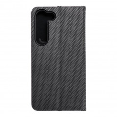 Samsung Galaxy S23 5G Book Handytaschen LUNA Book Carbon Kohlenstoff-Faser, Elegant  Schwarz 