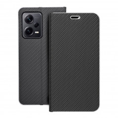 XIAOMI Redmi Note 12 Pro Plus 5G Book Handytaschen LUNA Book Carbon Kohlenstoff-Faser, Elegant  Schwarz 