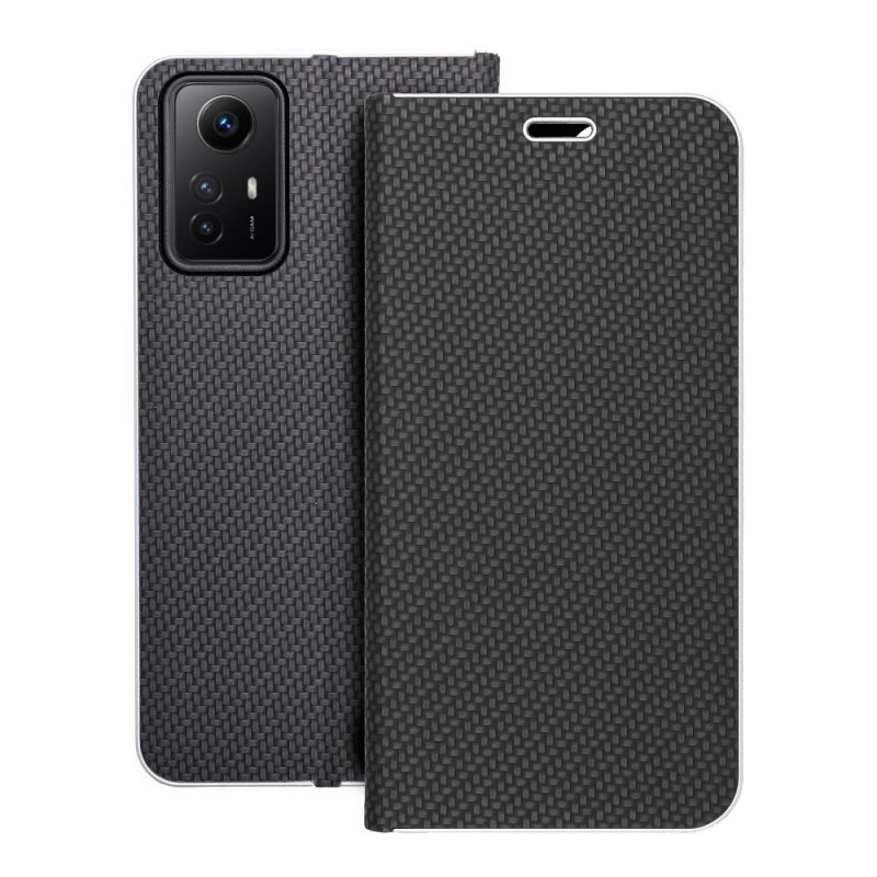 XIAOMI Redmi Note 12s Book Handytaschen LUNA Book Carbon Kohlenstoff-Faser, Elegant  Schwarz 