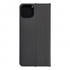 Apple iPhone 15 Plus Book Handytaschen LUNA Book Carbon Kohlenstoff-Faser, Elegant  Schwarz 