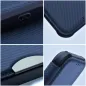 Apple iPhone 15 Pro Max Book Handytaschen Razor Book Kohlenstoff-Faser, Kohlenstoffmuster  Blau 