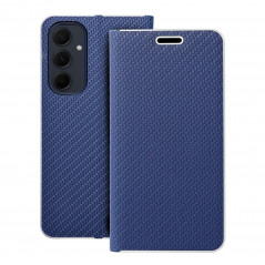 Samsung Galaxy A35 Book Handytaschen LUNA Book Carbon Kohlenstoff-Faser, Elegant  Blau 