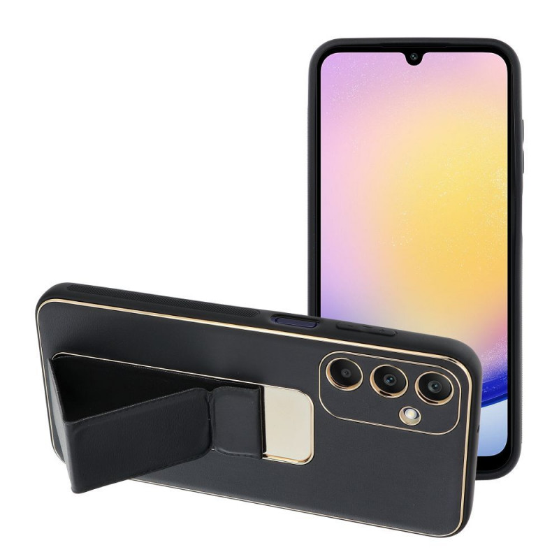 Samsung Galaxy A25 5G Hülle LEATHER Case Kickstand Schwarz 