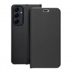 Samsung Galaxy A55 Book Handytaschen LUNA Book Carbon Kohlenstoff-Faser, Elegant  Schwarz 