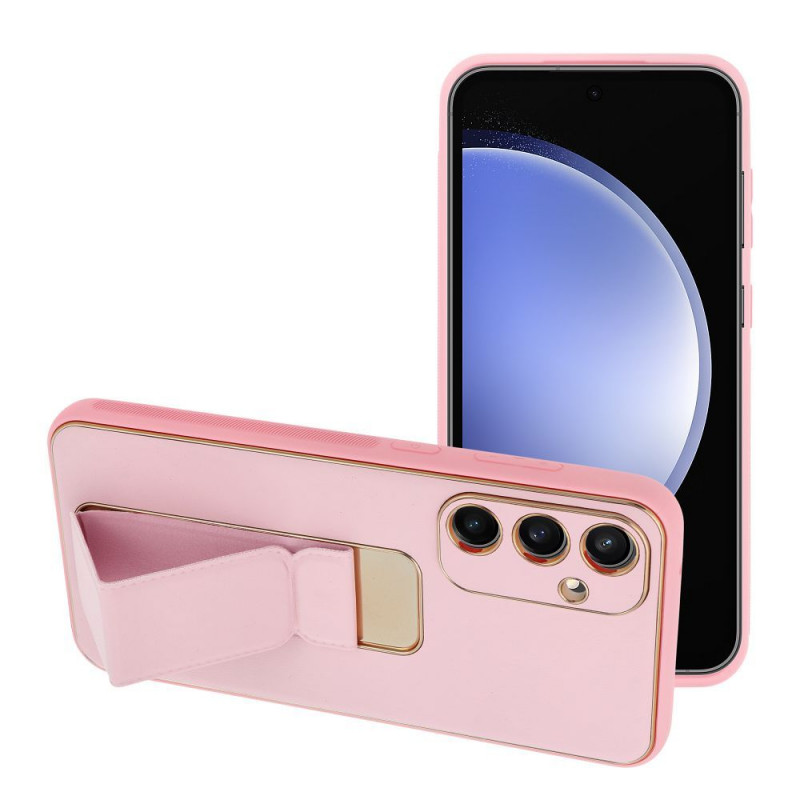 Samsung Galaxy S24 Hülle LEATHER Case Kickstand Rosa 