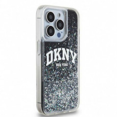 Apple iPhone 13 Pro Hülle DKNY Liquid Glitters Arch Logo Schwarz 