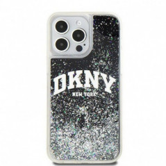 Apple iPhone 13 Pro Max Hülle DKNY Liquid Glitters Arch Logo Schwarz 