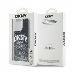 Apple iPhone 13 Pro Max Hülle DKNY Liquid Glitters Arch Logo Schwarz 