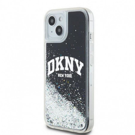 Apple iPhone 14 Hülle DKNY Liquid Glitters Arch Logo Schwarz