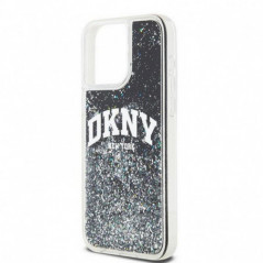 Apple iPhone 14 Pro Max Hülle DKNY Liquid Glitters Arch Logo Schwarz 