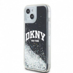 Apple iPhone 15 Hülle DKNY Liquid Glitters Arch Logo Schwarz