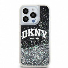 Apple iPhone 15 Pro Hülle DKNY Liquid Glitters Arch Logo Schwarz 