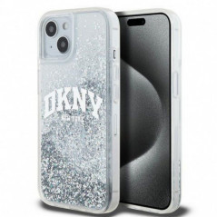 Apple iPhone 15 Hülle DKNY Liquid Glitters Arch Logo Weiß