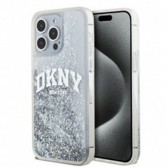 Apple iPhone 15 Pro Hülle DKNY Liquid Glitters Arch Logo Weiß