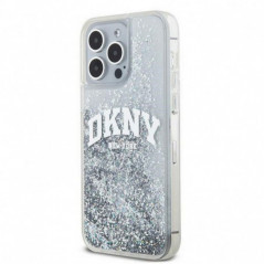 Apple iPhone 15 Pro Hülle DKNY Liquid Glitters Arch Logo Weiß 