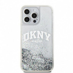 Apple iPhone 15 Pro Hülle DKNY Liquid Glitters Arch Logo Weiß 