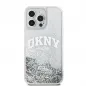 Apple iPhone 15 Pro Hülle DKNY Liquid Glitters Arch Logo Weiß 