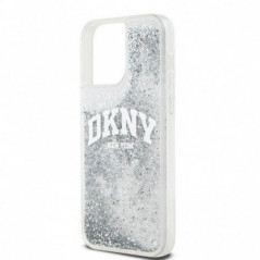 Apple iPhone 15 Pro Hülle DKNY Liquid Glitters Arch Logo Weiß 